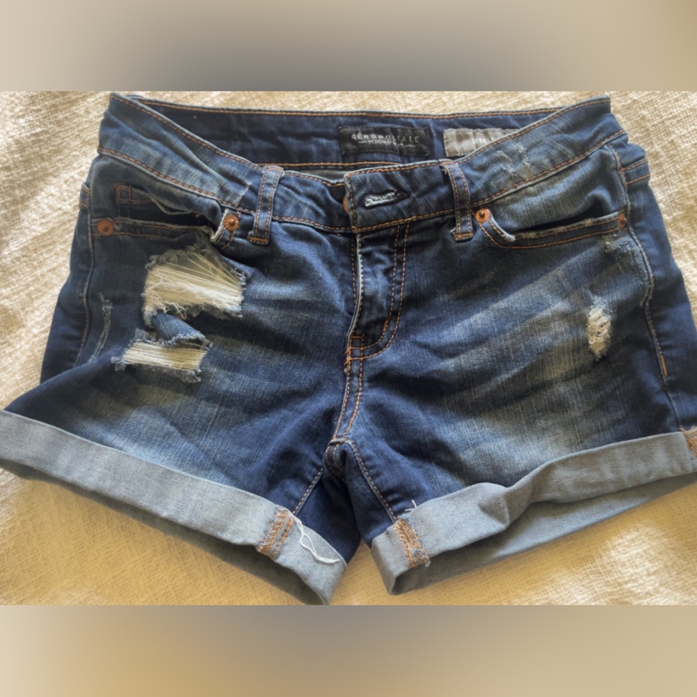 Aeropostale Distressed Blue Jean Shorts